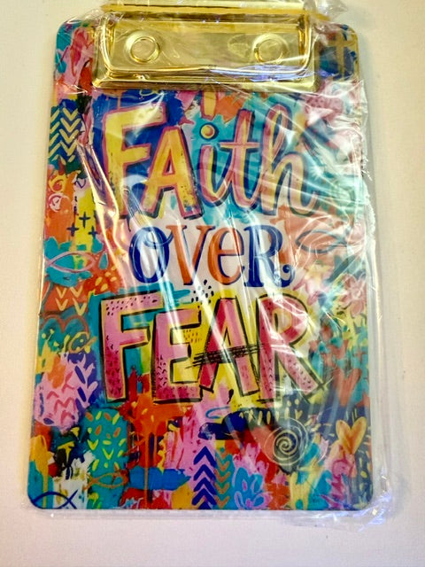 Faith over Fear colorful 3 x 5 clipboard